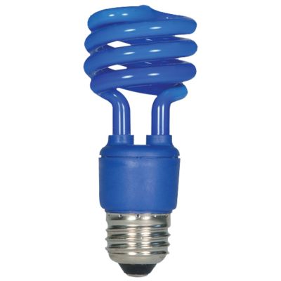 13W 120V T2 E26 Mini Spiral CFL Blue Bulb by SATCO Lighting - Starlight Lighting USA and Canada